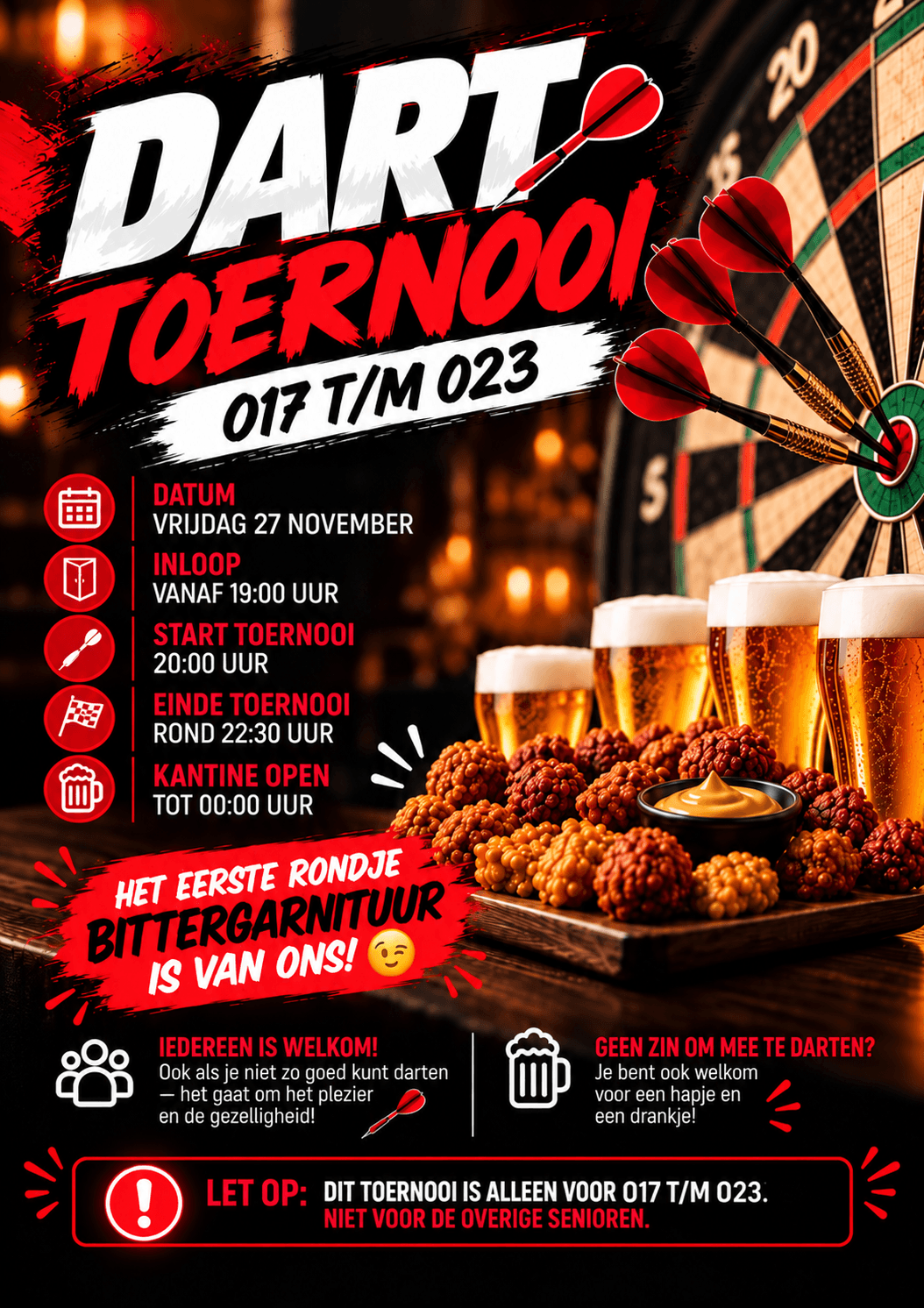 Darttoernooi O17-O23 Vrijdag 27 Nov.
